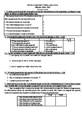 Đề thi khảo sát Tiếng anh lớp 6 - Năm học 2006-2007